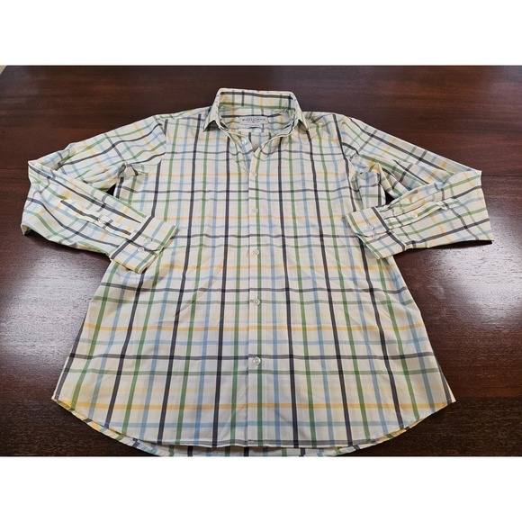 Mizzen Main Shirt Mens X-Large Trim Fit Made in USA Blue Green Yellow - Picture 2 of 6